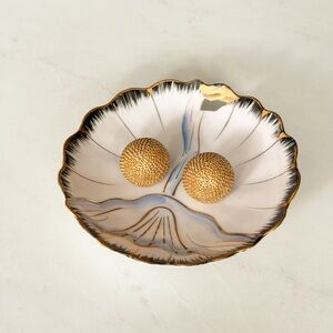 Vintage Monet Gold Tone Clip On Earrings Oversized Textured Dome Statement 80s